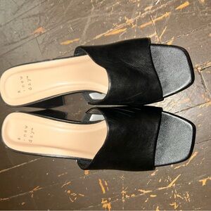 A New Day Black Platform Mule Heels